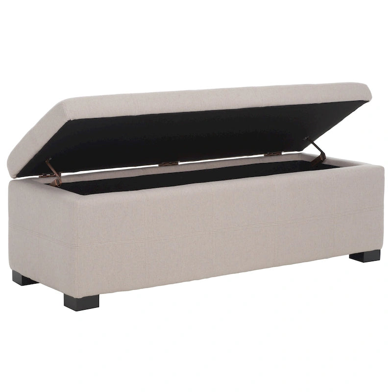 Grand banc de rangement en similicuir touffeté marron avec compartiment caché