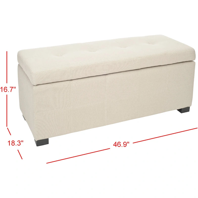 Grand banc de rangement en similicuir touffeté marron avec compartiment caché