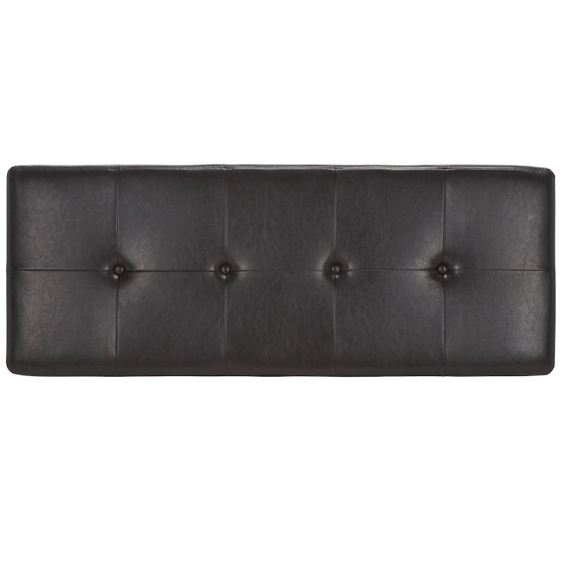 Grand banc de rangement en similicuir touffeté marron avec compartiment caché