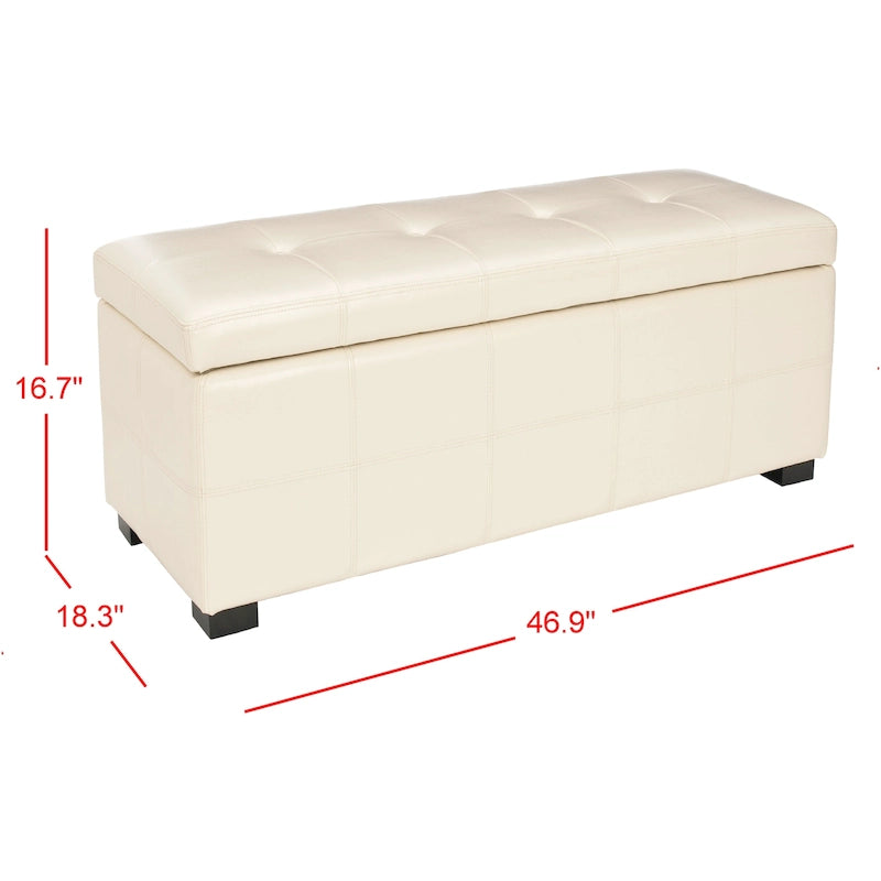 Grand banc de rangement en similicuir touffeté marron avec compartiment caché