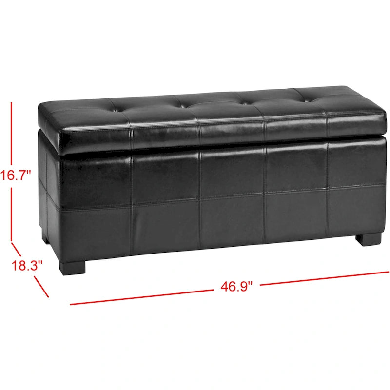Grand banc de rangement en similicuir touffeté marron avec compartiment caché