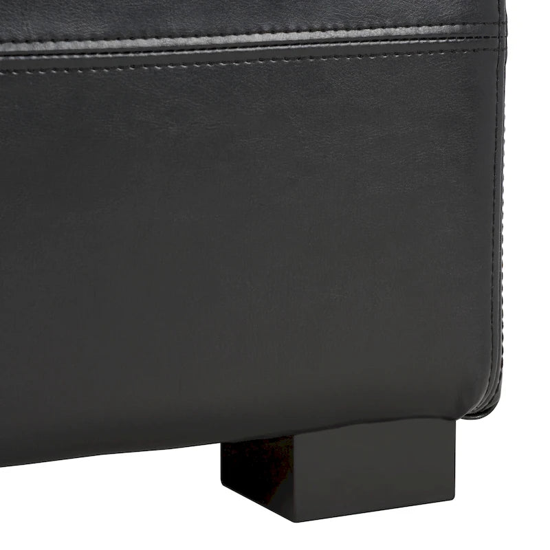 Grand banc de rangement en similicuir touffeté marron avec compartiment caché
