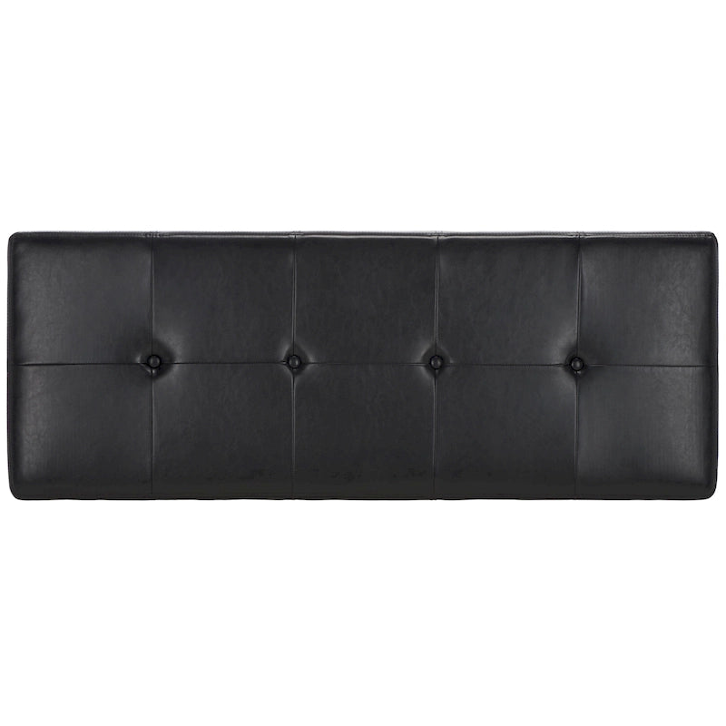 Grand banc de rangement en similicuir touffeté marron avec compartiment caché