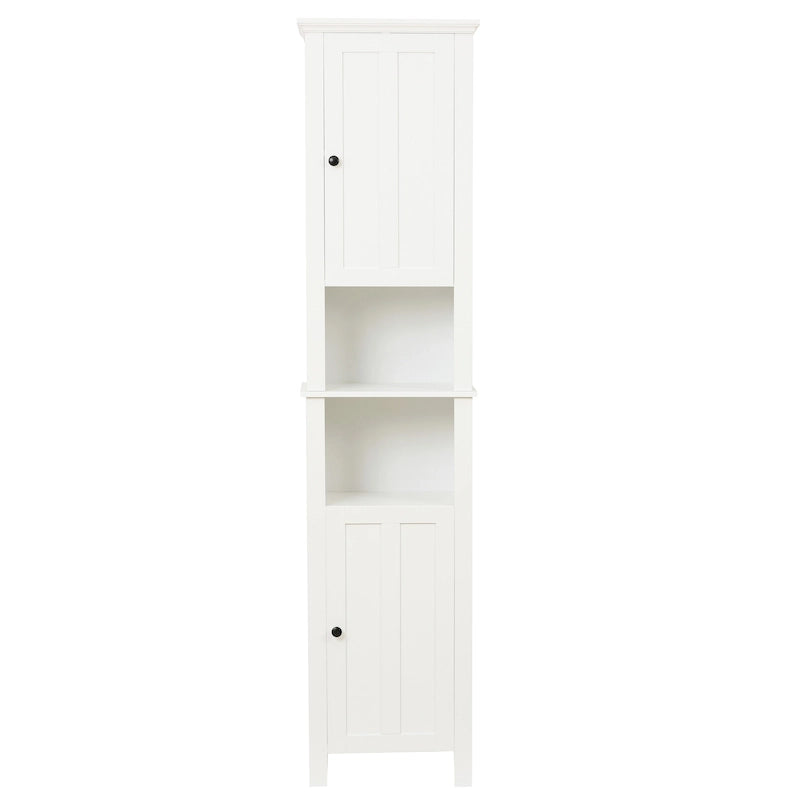 Meuble de rangement haut blanc en lin avec portes et étagères ouvertes