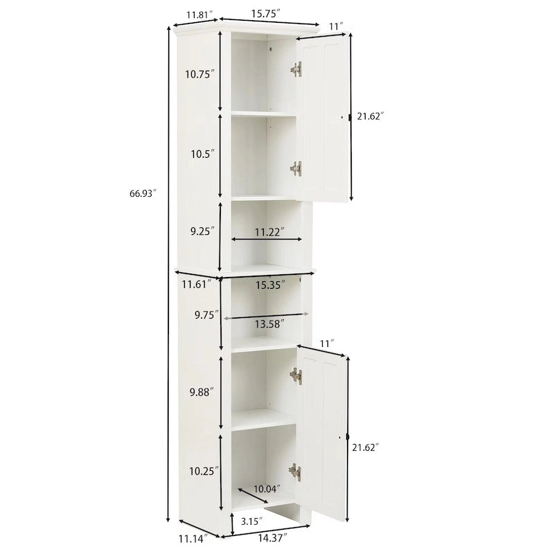 Meuble de rangement haut blanc en lin avec portes et étagères ouvertes