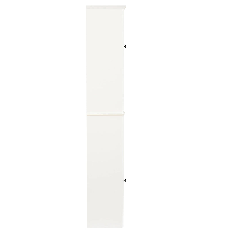 Meuble de rangement haut blanc en lin avec portes et étagères ouvertes