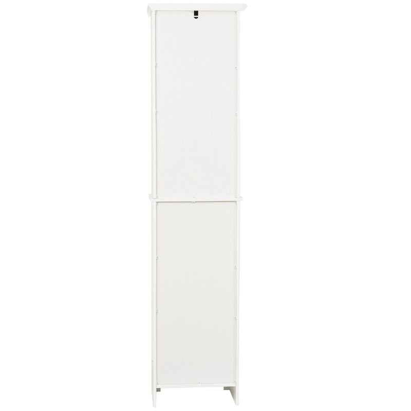 Meuble de rangement haut blanc en lin avec portes et étagères ouvertes