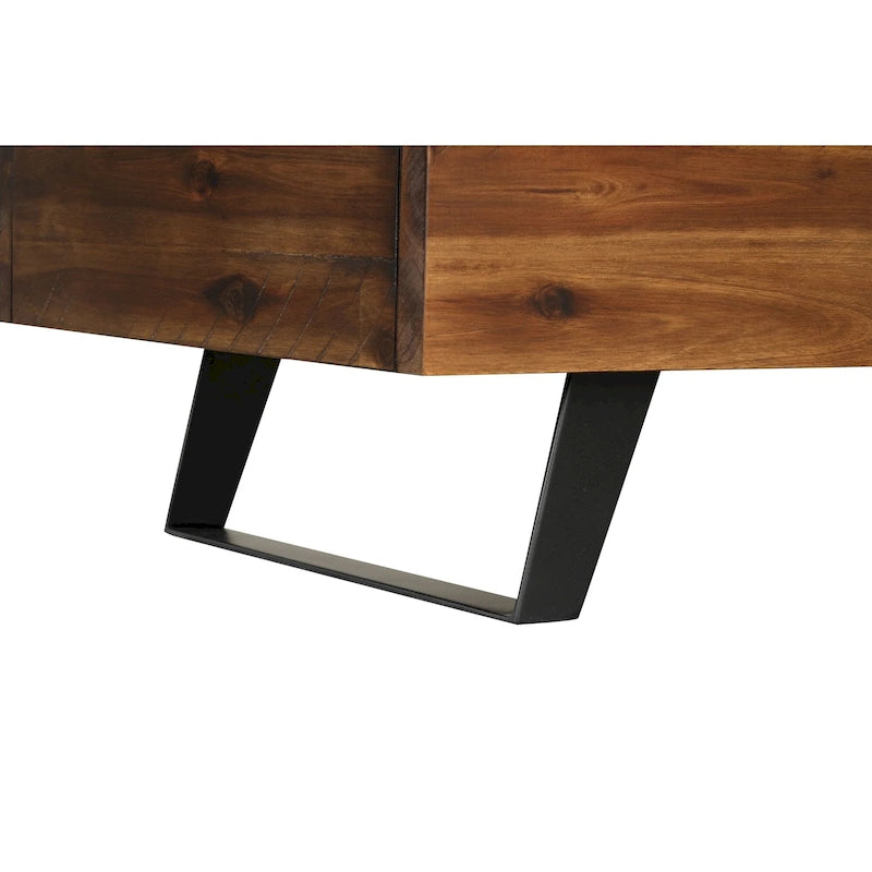 Banc de rangement en bois d'acacia de 46 pouces avec couvercle à charnière marron et blanc