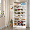 Meuble de rangement pour chaussures à étagères ouvertes, blanc, à plusieurs niveaux, pour entrée