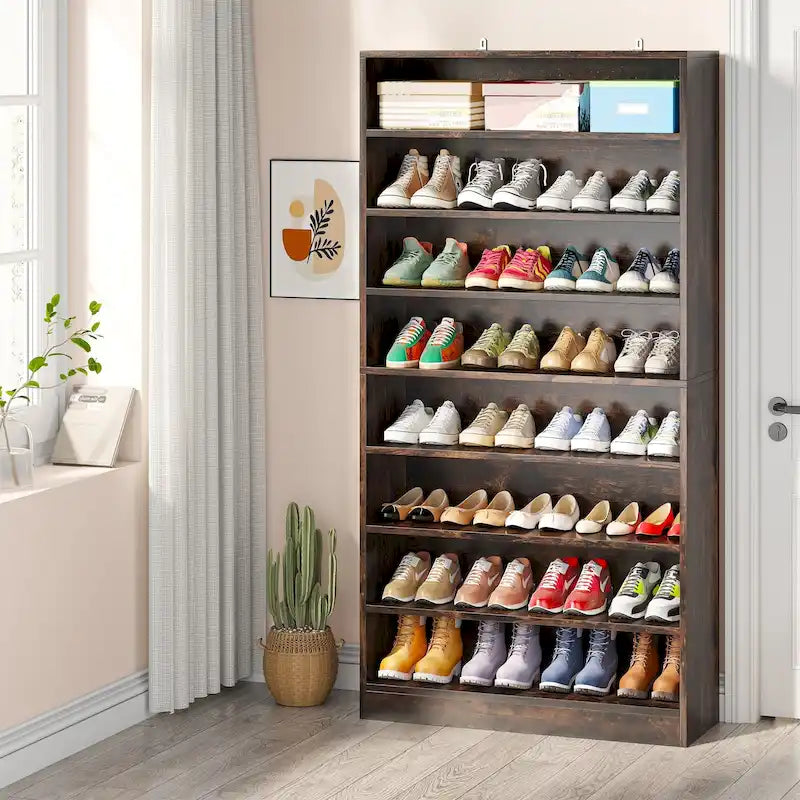 Meuble de rangement pour chaussures à étagères ouvertes, blanc, à plusieurs niveaux, pour entrée