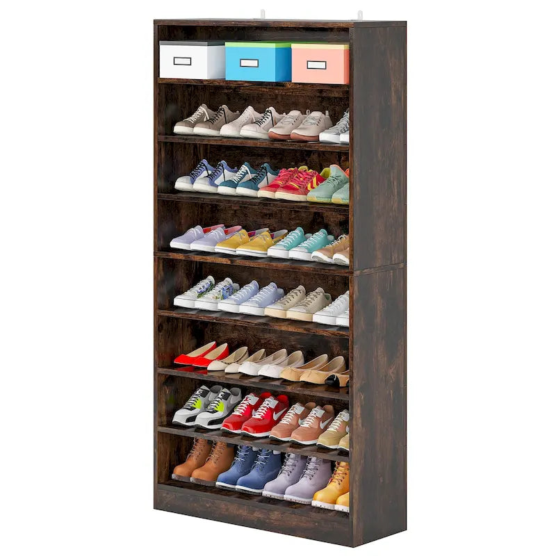 Meuble de rangement pour chaussures à étagères ouvertes, blanc, à plusieurs niveaux, pour entrée