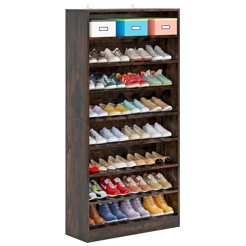 Meuble de rangement pour chaussures à étagères ouvertes, blanc, à plusieurs niveaux, pour entrée