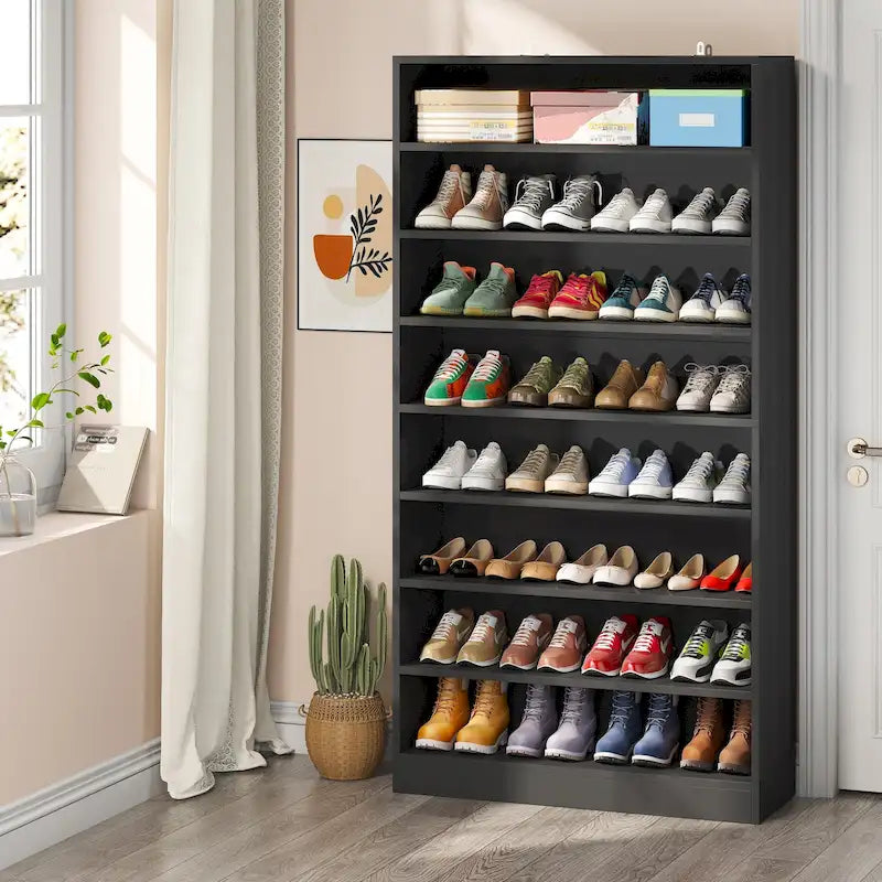 Meuble de rangement pour chaussures à étagères ouvertes, blanc, à plusieurs niveaux, pour entrée
