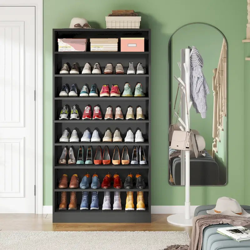 Meuble de rangement pour chaussures à étagères ouvertes, blanc, à plusieurs niveaux, pour entrée