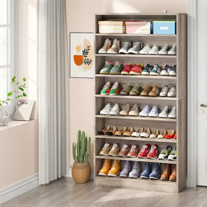 Meuble de rangement pour chaussures à étagères ouvertes, blanc, à plusieurs niveaux, pour entrée