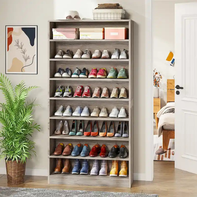 Meuble de rangement pour chaussures à étagères ouvertes, blanc, à plusieurs niveaux, pour entrée