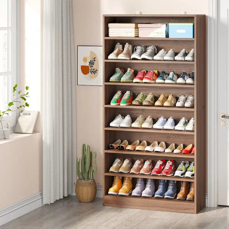 Meuble de rangement pour chaussures à étagères ouvertes, blanc, à plusieurs niveaux, pour entrée