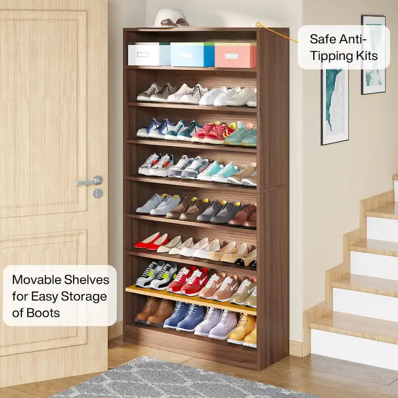 Meuble de rangement pour chaussures à étagères ouvertes, blanc, à plusieurs niveaux, pour entrée