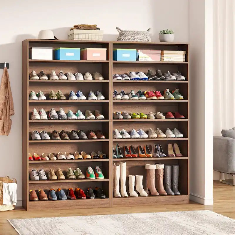 Meuble de rangement pour chaussures à étagères ouvertes, blanc, à plusieurs niveaux, pour entrée