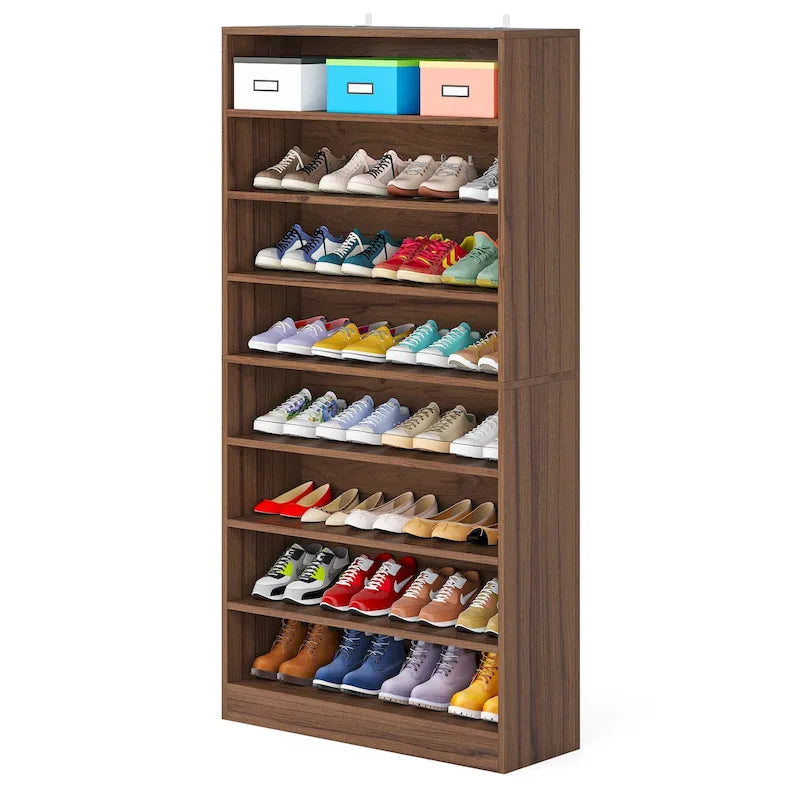 Meuble de rangement pour chaussures à étagères ouvertes, blanc, à plusieurs niveaux, pour entrée