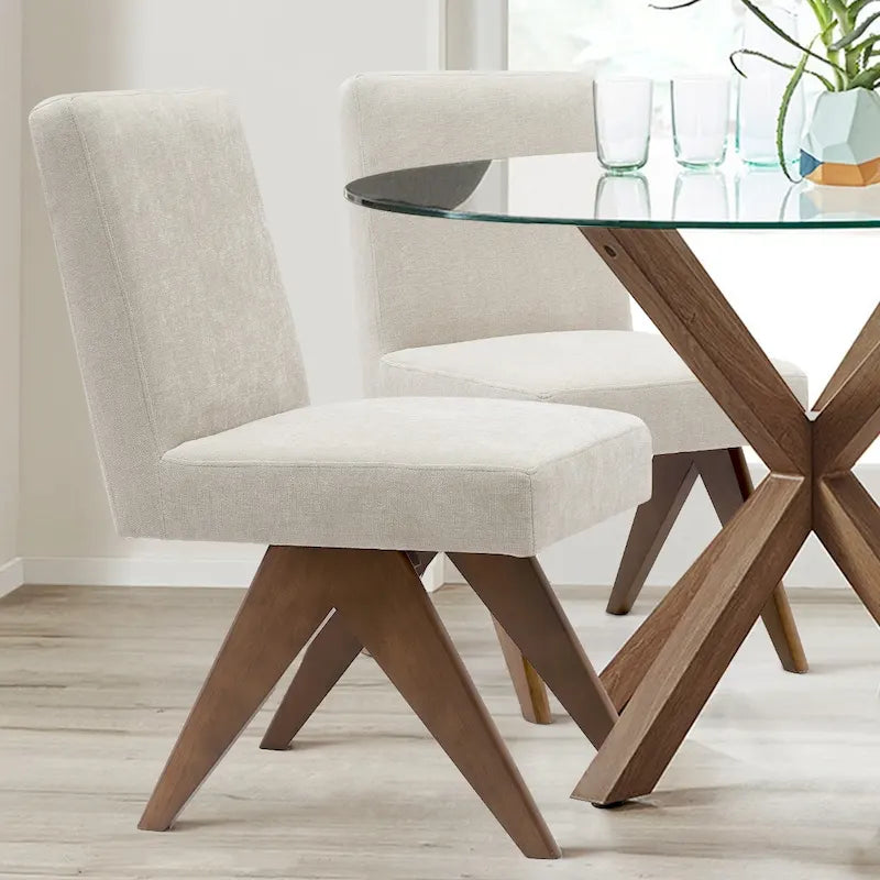 Chaise de salle à manger Parson rembourrée style Mid-Century avec pieds en bois massif