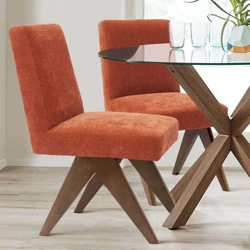 Chaise de salle à manger Parson rembourrée style Mid-Century avec pieds en bois massif