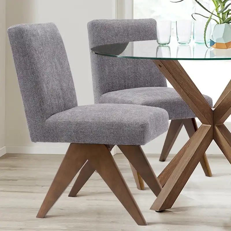 Chaise de salle à manger Parson rembourrée style Mid-Century avec pieds en bois massif