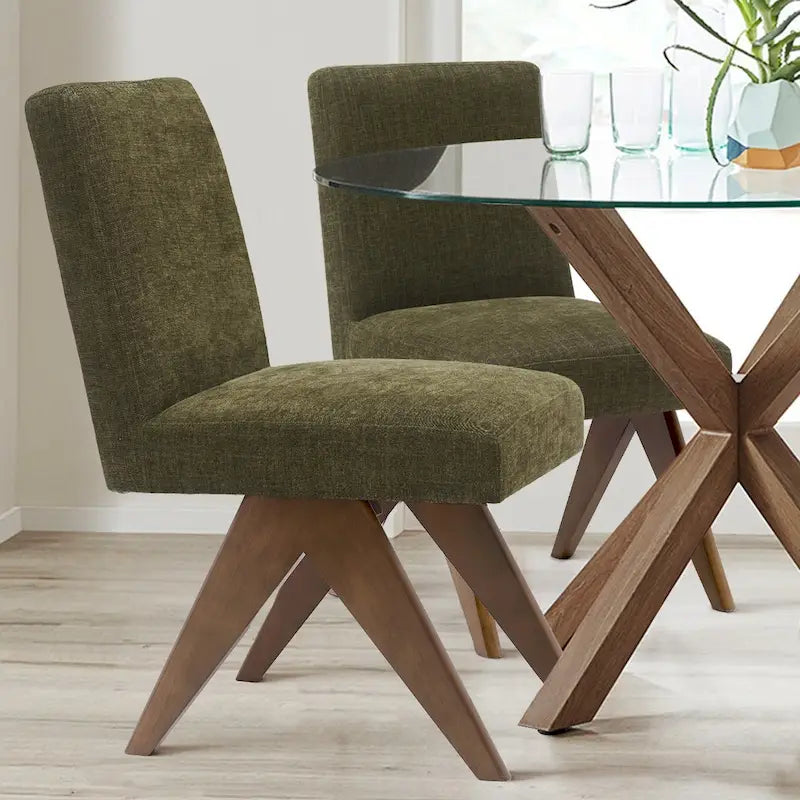 Chaise de salle à manger Parson rembourrée style Mid-Century avec pieds en bois massif