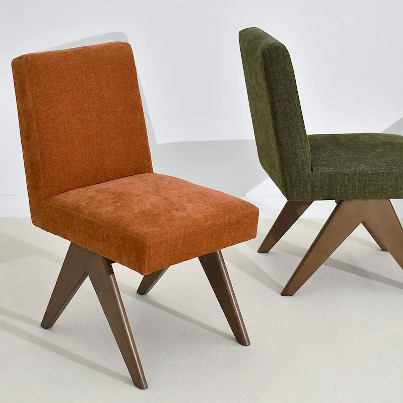 Chaise de salle à manger Parson rembourrée style Mid-Century avec pieds en bois massif