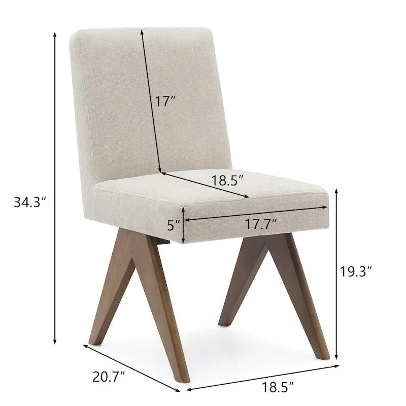 Chaise de salle à manger Parson rembourrée style Mid-Century avec pieds en bois massif