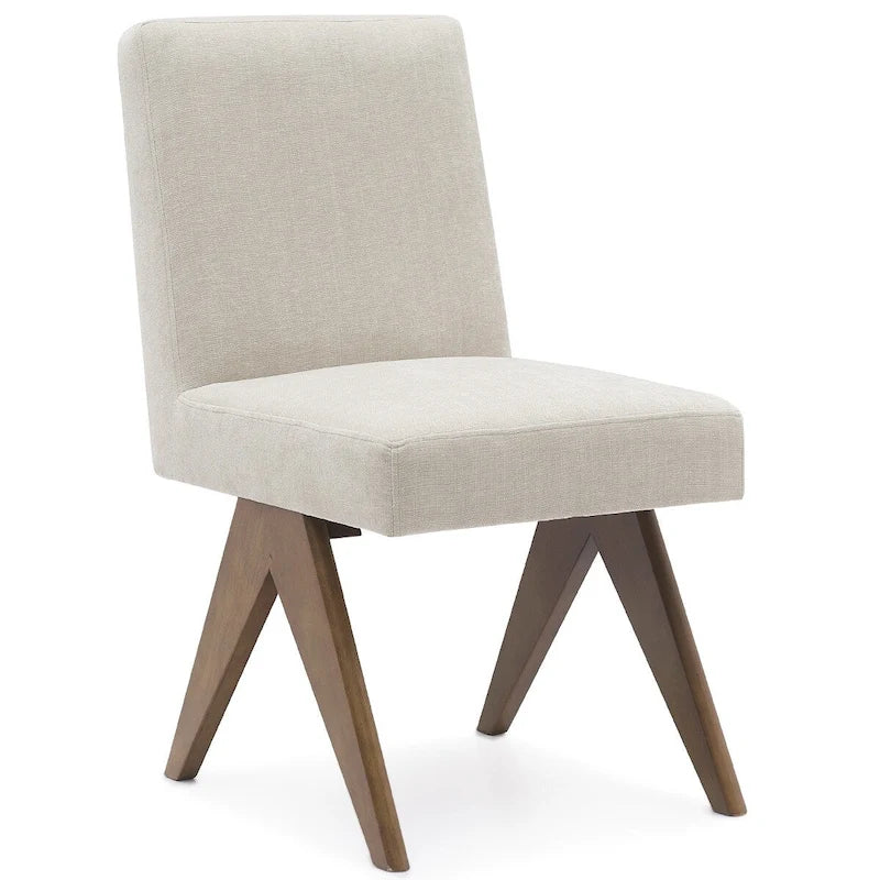 Chaise de salle à manger Parson rembourrée style Mid-Century avec pieds en bois massif