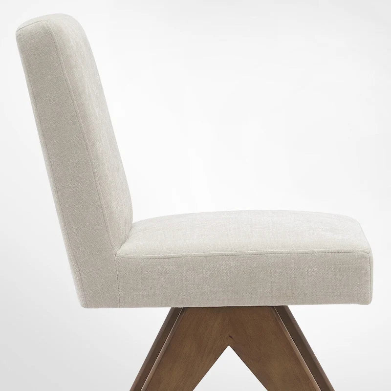 Chaise de salle à manger Parson rembourrée style Mid-Century avec pieds en bois massif