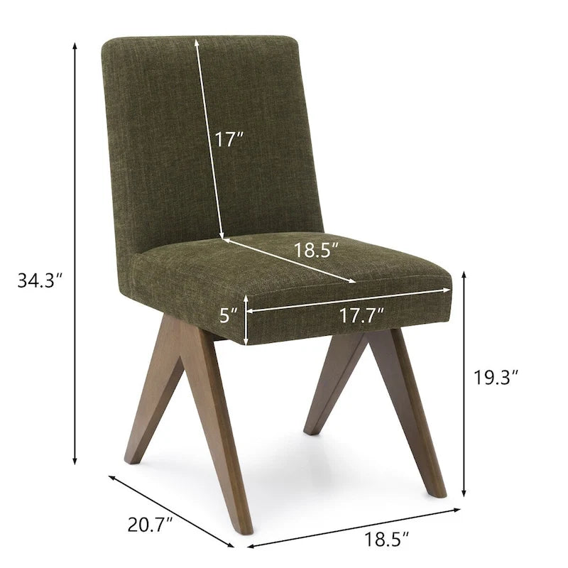 Chaise de salle à manger Parson rembourrée style Mid-Century avec pieds en bois massif