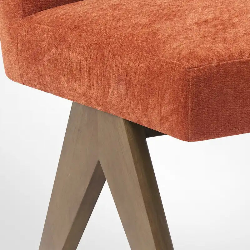 Chaise de salle à manger Parson rembourrée style Mid-Century avec pieds en bois massif