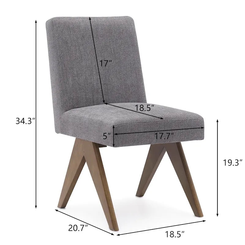 Chaise de salle à manger Parson rembourrée style Mid-Century avec pieds en bois massif