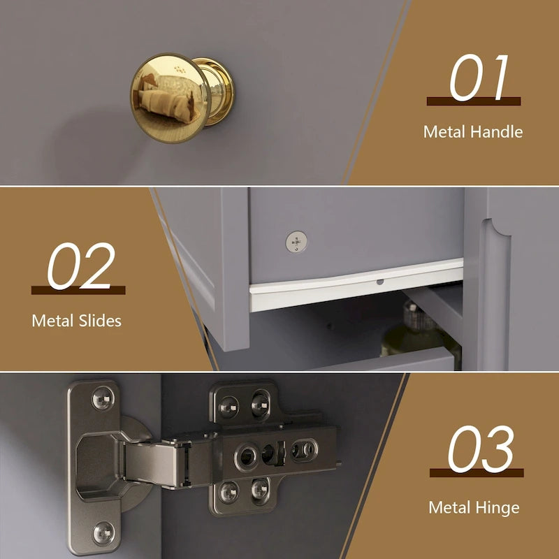 Meuble de rangement moderne à tiroirs multiples avec étagères réglables