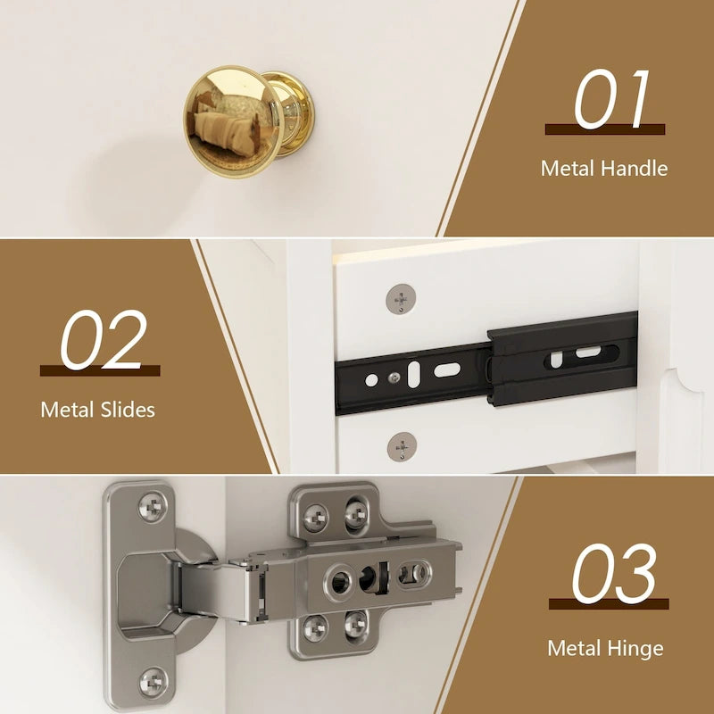 Meuble de rangement moderne à tiroirs multiples avec étagères réglables