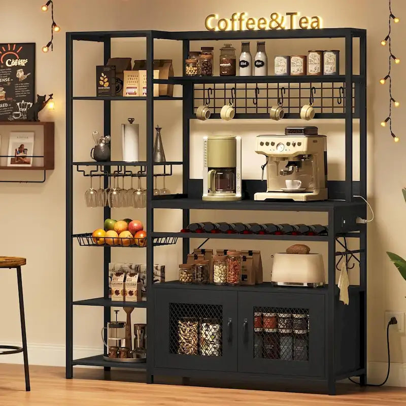 Étagère de boulangerie industrielle avec prise de courant, casier à vin, armoire de rangement marron