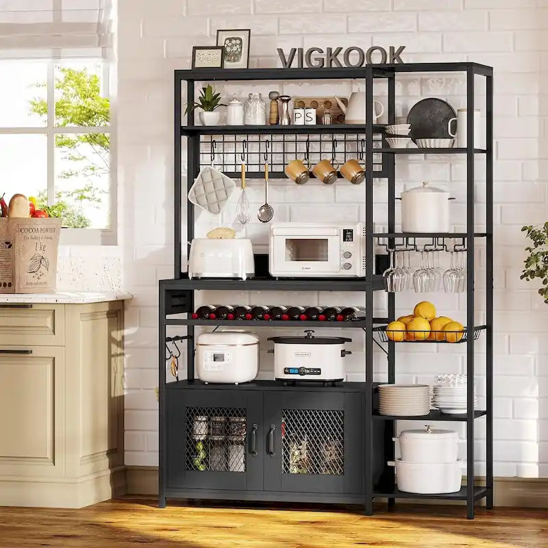 Étagère de boulangerie industrielle avec prise de courant, casier à vin, armoire de rangement marron