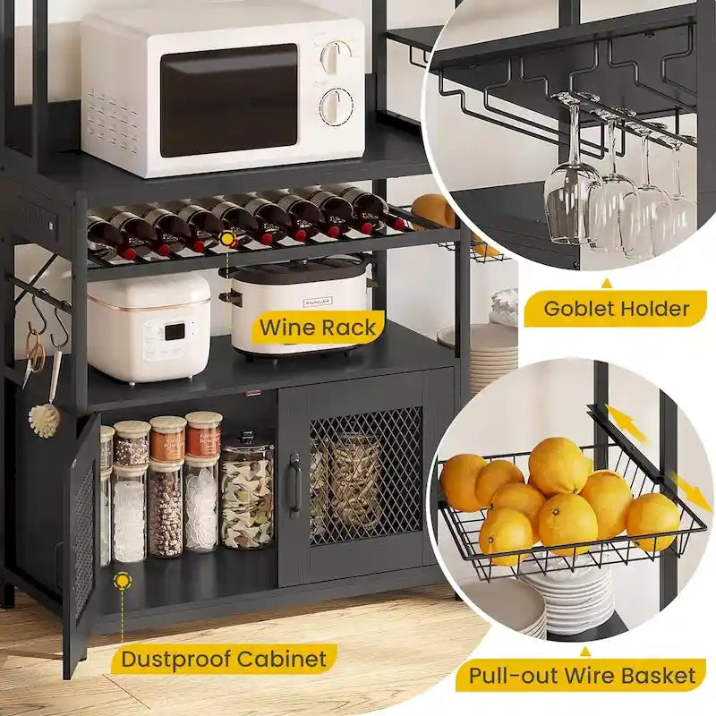 Étagère de boulangerie industrielle avec prise de courant, casier à vin, armoire de rangement marron