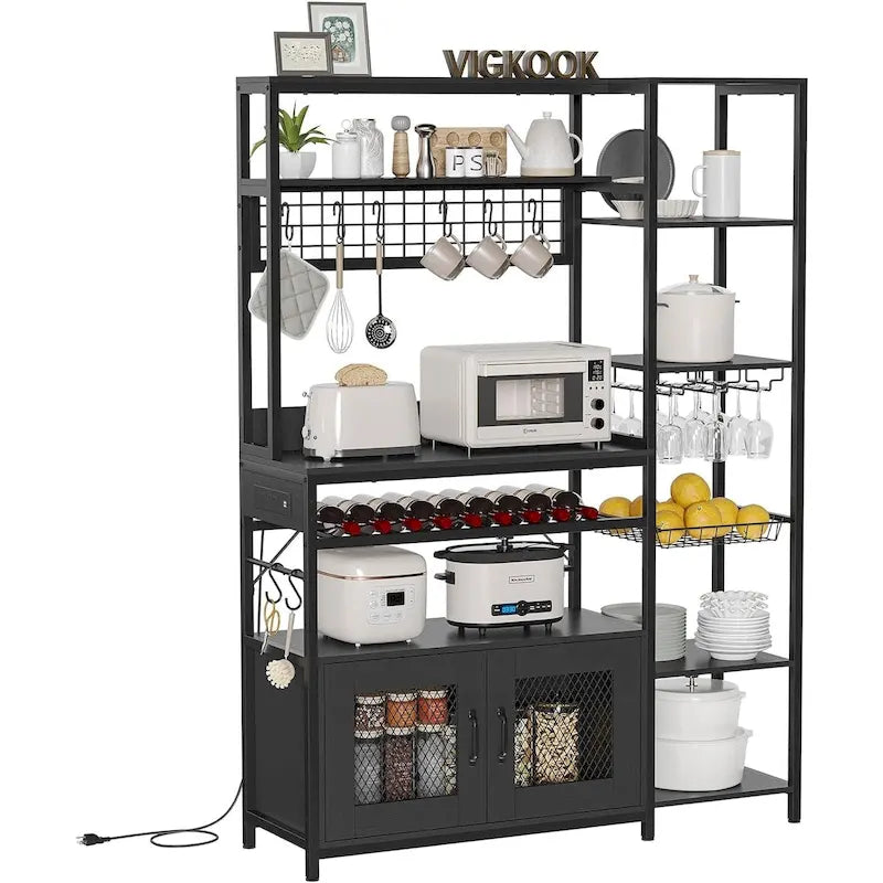 Étagère de boulangerie industrielle avec prise de courant, casier à vin, armoire de rangement marron