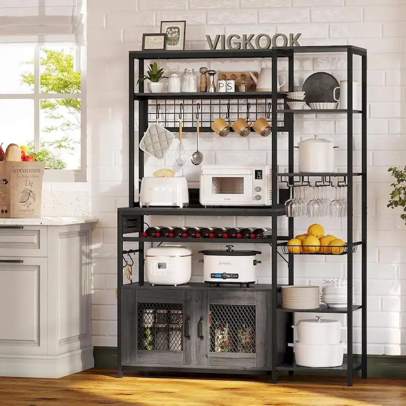 Étagère de boulangerie industrielle avec prise de courant, casier à vin, armoire de rangement marron