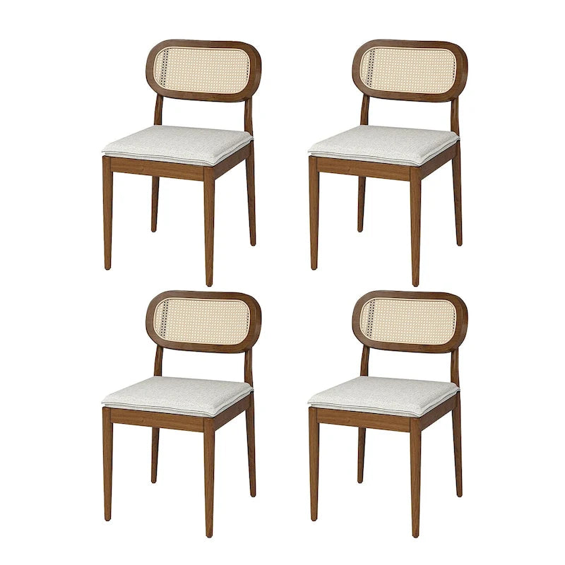Chaise de salle à manger moderne en rotin avec coussin amovible, noir / gland