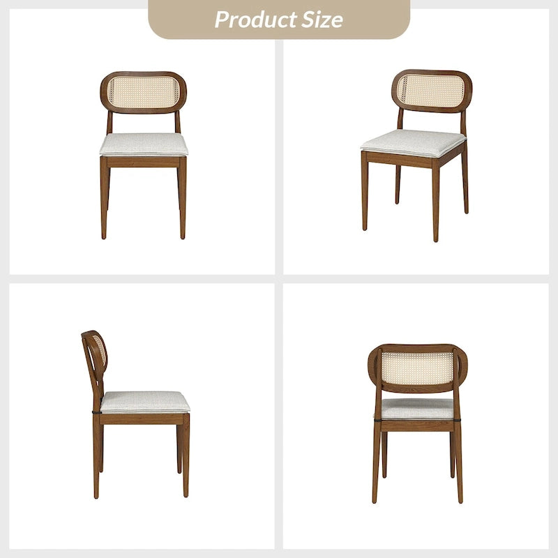 Chaise de salle à manger moderne en rotin avec coussin amovible, noir / gland