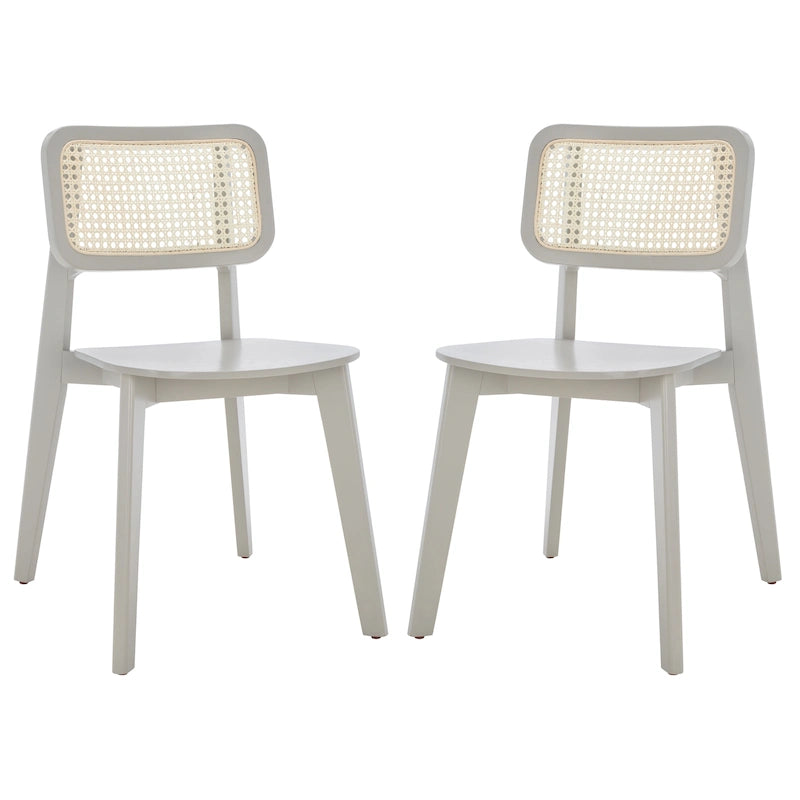 Chaise de salle à manger moderne du milieu du siècle avec dossier en cannage et cadre en bois massif