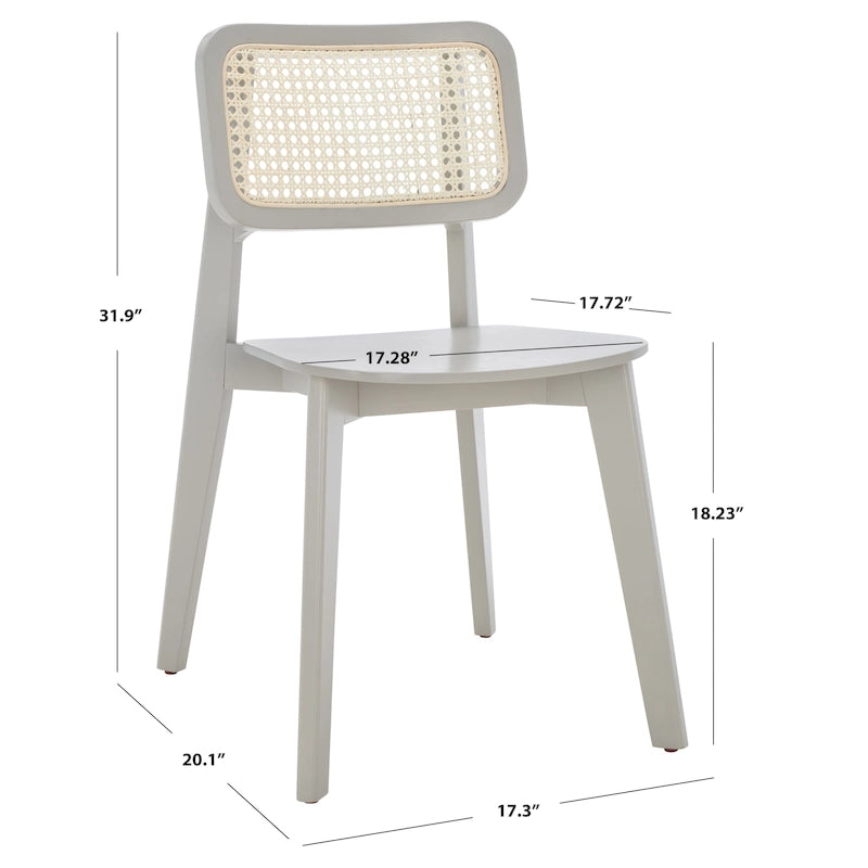 Chaise de salle à manger moderne du milieu du siècle avec dossier en cannage et cadre en bois massif