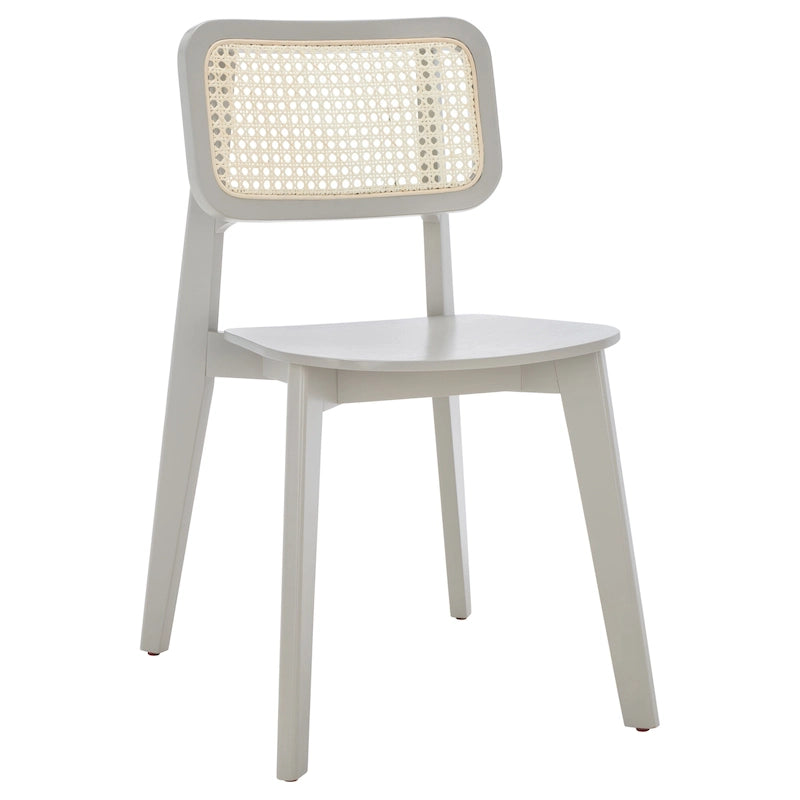 Chaise de salle à manger moderne du milieu du siècle avec dossier en cannage et cadre en bois massif