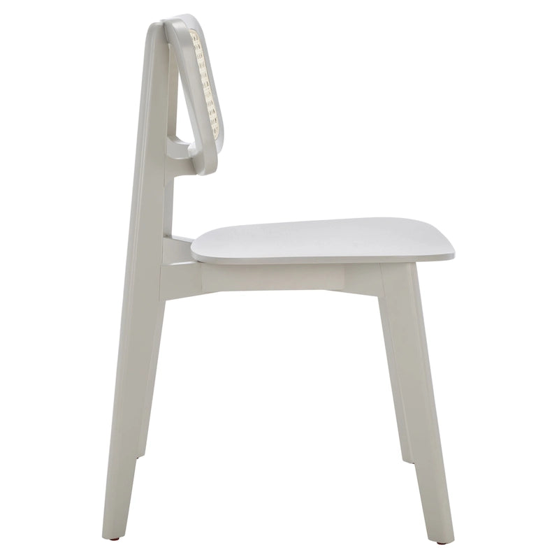 Chaise de salle à manger moderne du milieu du siècle avec dossier en cannage et cadre en bois massif