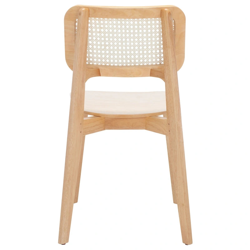 Chaise de salle à manger moderne du milieu du siècle avec dossier en cannage et cadre en bois massif