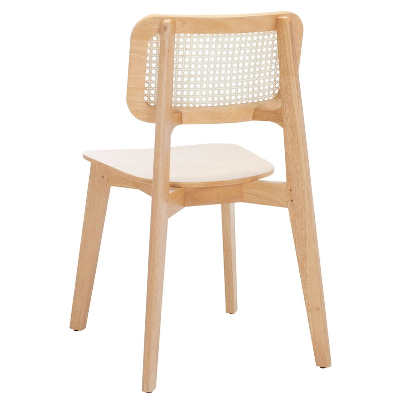 Chaise de salle à manger moderne du milieu du siècle avec dossier en cannage et cadre en bois massif